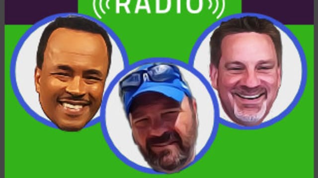 Big Sports Radio Logo Headshots and White Sports Letters